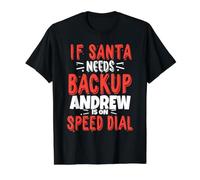 Andrew Santa's Backup Funny Andrew Christmas Name Value Graphic T-Shirt, Men, Black, L