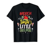 Andrew Santa's Little Helper Christmas Andrew Name Value Graphic T-Shirt, Men, Black, M