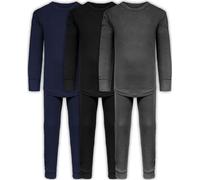 Andrew Scott Kids Ultra Soft Cotton Stretch Underwear Sets Girls - Boys 3 Tops + 3 Pants, 3 Sets / 6 Pieces - Black/Grey/Navy, 7