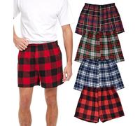 Andrew Scott Men's 4 Pack Cotton Flannel Super Soft Woven Boxer Shorts, 4 Pack - Plaids Combo 1, M