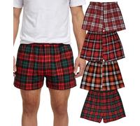 Andrew Scott Men's 4 Pack Cotton Flannel Super Soft Woven Boxer Shorts, 4 Pack - Plaids Combo 3, XL