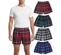Andrew Scott Men's 4 Pack Cotton Flannel Super Soft Woven Boxer Shorts, 4 Pack- Plaids Navy/Hunter/ Red /Black, M