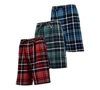 Andrew Scott Men's Cotton Flannel Soft Woven Lounge PJ Shorts | Drawstring & Pockets | Multi Packs, 3 Pack- Plaids-cobalt, Hunter , Winter Red, XXL