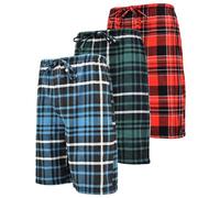 Andrew Scott Men's Cotton Flannel Soft Woven Lounge PJ Shorts | Drawstring & Pockets | Multi Packs, 3 Pack- Slate Blue/ Forrest Green /Red, 3XL