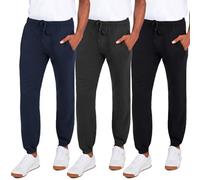 Andrew Scott Men's Fleece Joggers Pants | Multi Pack | Athletic Loose-fit Sweatpants for Workout, Running, Training, 3 Pack- Black, Navy , Charcoal Grey, XXX-Large Big