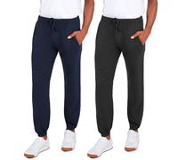 ANDREW SCOTT Men's Fleece Joggers Pants | Multi Pack | Athletic Loose-fit Sweatpants for Workout, Running, Training, 2 Pack- Navy/Charcoal, Large