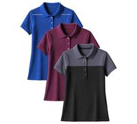 Andrew Scott Women's Golf Polo Shirts | Ultra Soft Quick Dry V Neck Button Collar Tops | Multi Packs & Colors, 3 Pack-random Surprise Grab Bag Assorted, 3XL