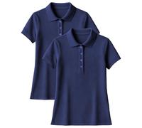 Andrew Scott Women's Golf Polo Shirts | Ultra Soft Quick Dry V Neck Button Collar Tops| Multi Packs & Colors, 2 Pack- Navy, 4XL Plus