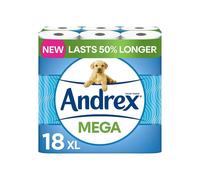 Andrex Classic Clean Mega Toilet Roll - 18 Mega XL Rolls - Same Quality Toilet Roll Lasts Even Longer, 18 Mega Toilet Rolls = 27 Standard Toilet Rolls