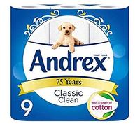 Andrex Classic Clean Toilet Roll Tissue Paper - 45 Rolls