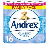 Andrex Classic Clean Toilet Rolls - 16 Toilet Roll Pack - Bulk Buy Toilet Rolls - Unbeatable Clean Toilet Rolls with Unique 3D Wave