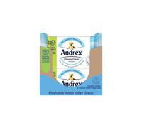 Andrex Classic Clean Washlets - 12 Packs Flushable Wet Wipes with Micellar Water, Biodegradable & Plastic-Free, Shower-Fresh Clean