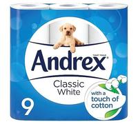 Andrex Classic White Toilet Tissue, 9 Rolls