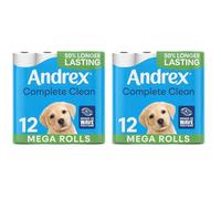 Andrex Complete Clean 12 Mega Toilet Rolls 18 Standard Toilet Rolls 50 Long