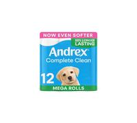 Andrex Complete Clean 12 Mega Toilet Rolls 18 Standard Toilet Rolls 50 Longer Lasting Paper with unique 3D Wave Texture for a Proven Effective Clean
