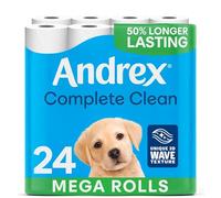 Andrex Complete Clean Toilet Roll - 24 Mega Toilet Rolls (=36 Standard Toilet Rolls), 2-Ply, Bulk Buy, Now Even Softer, FSC Certified, Endorsed as a Which? Best Buy