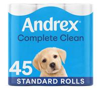 Andrex Complete Clean Toilet Roll 45 Rolls Previously Andrex Classic Clean Toilet Tissue Unbeatable Toilet Paper with Unique 3D Wave FSC Certified