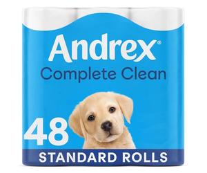 Andrex Complete Clean Toilet Roll 48 Rolls (Previously Andrex Classic Clean Toilet Tissue) Unbeatable Toilet Paper with Unique 3D Wave, FSC Certified