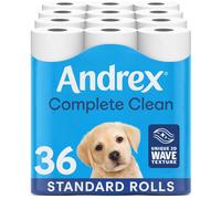Andrex Complete Clean Toilet Tissue 36 Rolls (Previously Andrex Classic Clean) Unbeatable Toilet Paper with Unique 3D Wave, FSC Certified