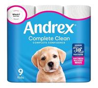 Andrex Complete Clean Toilet Tissue 9 Rolls | Case of 4