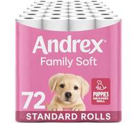 Andrex Family Soft Toilet Roll - 72 Toilet Rolls, 2-Ply, Bulk Buy, Fragrance Free, FSC Certified