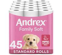 Andrex Family Soft Toilet Tissue 45 Rolls (Previously Andrex Gentle Clean) Gentle on your Family?s skin? Bulk Pack of 45 Toilet Rolls, FSC Certified