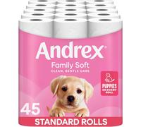 Andrex Family Soft Toilet Tissue 45 Rolls Previously Andrex Gentle Clean Gentle on your Familys skin Bulk Pack of 45 Toilet Rolls FSC Certified