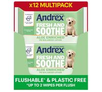 Andrex Fresh & Soothe Wipes 12 Packs, Flushable, Aloe Vera