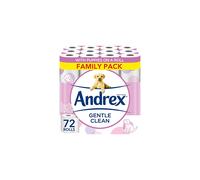 Andrex Gentle Clean Toilet Rolls - 72 Toilet Roll Pack (2-ply) - Bulk Buy Toilet Rolls - Gentle and Soft on Your Family's Skin - Dermatologically
