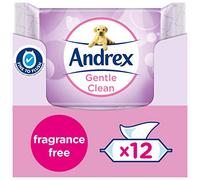Andrex Gentle Fragrance Free Flushable Toilet Wipes certified 'Fine to Flush' Plastic Biodegradeable 12 Moist Toilet Tissue Packs, Pink, Unscented, 480 count