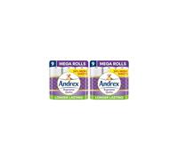 Andrex Supreme Quilts Mega Toilet Roll - 9 Mega Rolls (13.5 Standard), 3-ply, 25% Paper Than Before to Provide Ultimate Quilted Comfort (Pack of 2)