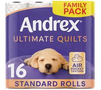 Andrex Supreme Quilts Quilted Toilet Paper - 16 Toilet Roll Pack - 25% Thicker Than Before to Provide Ultimate Quilted Comfort with Unique Air Pocket Texture
