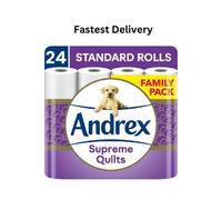 Andrex Supreme Quilts Quilted Toilet Paper Toilet Roll Pack 25% Thicker Than Before to Provide Ultimate Quilted Comfort with Unique Air Pocket Texture