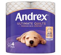 Andrex Supreme Quilts Toilet Tissue, 4 Quilted Toilet Rolls White