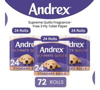 Andrex Toilet Rolls X72 Supreme Quilts Fragrance-Free 3 Ply Toilet Paper