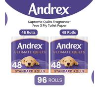 Andrex Toilet Rolls X96 Supreme Quilts Fragrance-Free 3 Ply Toilet Paper