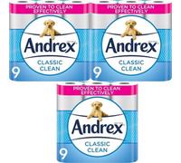 Andrex Toilet Tissue Classic Clean 9 Rolls X 3