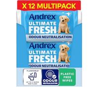 Andrex Ultimate Fresh Washlets, 12 Packs - Gentle, Biodegradable, Flushable Toilet Wipes for Everyday Hygiene, Use with Regular Toilet Roll for a Shower Fresh Clean