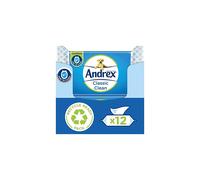 Andrex Ultimate Fresh Washlets 12 Packs Gentle Biodegradable Flushable Toilet Wipes for Everyday Hygiene Use with Regular Toilet Roll for a Shower