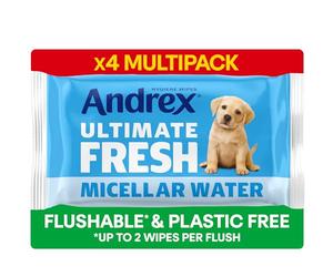 Andrex Ultimate Fresh Washlets, 4-Pack - Gentle, Biodegradable, Flushable Toilet Wipes for Everyday Hygiene