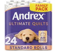Andrex Ultimate Quilt Toilet Roll - 24 Toilet Rolls, 4x6 3-Ply, Bulk Buy, Soft, Thick Sheets, FSC Certified