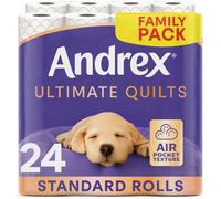 Andrex Ultimate Quilts Toilet Paper 24 Rolls, Air Pocket Technology For Soft, Thick Sheets