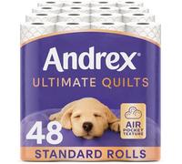 Andrex Ultimate Quilts Toilet Paper 48 Rolls, Air Pocket Technology for Soft, Thick Sheets - Bulk Pack of 48 Quilted Toilet Rolls, FSC Certified
