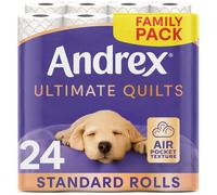 Andrex Ultimate Quilts Toilet Tissue 24 Rolls, Air Pocket Technology for Soft, Thick Sheets - 4 Quilted Toilet Rolls x 6 Packs, FSC Certified