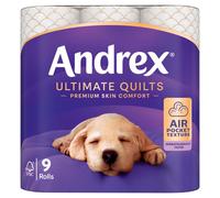 Andrex Ultimate Quilts Toilet Tissue, 3-Ply, 9 Rolls