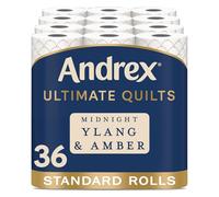 Andrex Ultimate Quilts Toilet Tissue 36 Rolls with Midnight Ylang & Amber Fragrance, Air Pocket Technology for Soft, Thick Sheets - Bulk Pack of 36 Quilted Toilet Rolls, FSC Certified