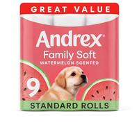 Andrex Watermelon Fresh Toilet Rolls - Scented Toilet Tissue, 9 Rolls (1 Pack)