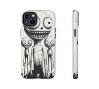 Andriez Monochrome Slimy Monster Trio Line Art - Matte Tough Case - Compatible with iPhone 14 Plus Black