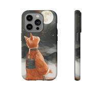 Andriez Orange Cat in Traditional Robe Looking at Moon - Matte Tough Case - Compatible with iPhone 14 Pro