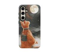 Andriez Orange Cat in Traditional Robe Under Full Moon - Matte Tough Case - Compatible with Galaxy S24 Plus